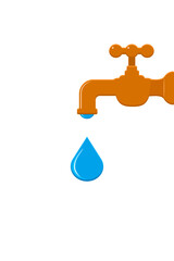 Water tap with falling drop icon symbol. Vector illustration