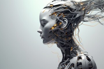 Biomechanical humanoid portrait. Beautiful illustration picture. Generative AI