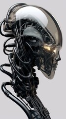 Biomechanical humanoid portrait. Beautiful illustration picture. Generative AI