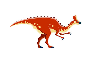 Dinosaur cartoon character, Amurosaurus or Jurassic cute dino animal, vector kid toy. Cartoon dinosaur or Amurosaurus genus species, kids paleontology education or extinct reptiles collection
