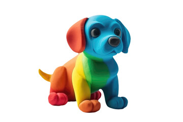 Dog Made Of Plasticine. On An Isolated Transparent Background, Png. Generative AI