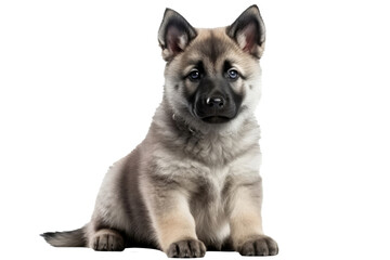 Norwegian Elkhound Dog Puppy. On An Isolated Transparent Background, Png. Generative AI - obrazy, fototapety, plakaty