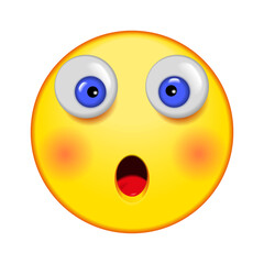 Surprised emoji isolated on a white background. 3d rendering