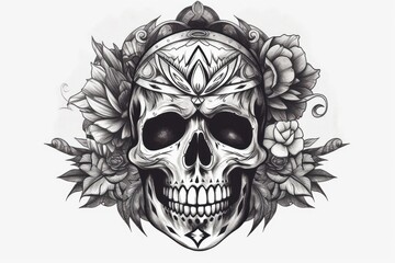 Mexican style tattoo sketch. Beautiful illustration picture. Generative AI