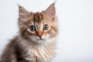 Fototapeta premium Oriental Longhair Kitten On White Background. Generative AI