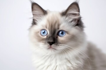 Ragdoll Kitten On White Background. Generative AI