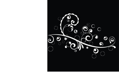 Fototapeta na wymiar A black and white image of a floral design with a swirly design.
