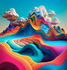 Abstract colourful landscape. AI generated