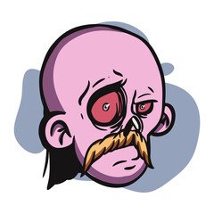 face zombie cartoon illustration for logo, emoticon, esport mascot. vector for t-shirt and sticker design.