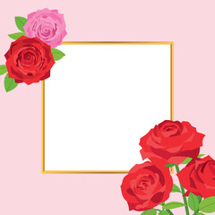 赤い薔薇のデザインフレーム　背景素材