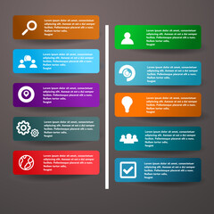 Vector 10 step infographic in horizontal vertical style with line icon and text to add for business and companies