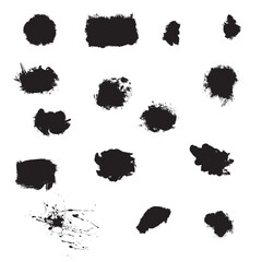 A set of black ink blots with the word blots.