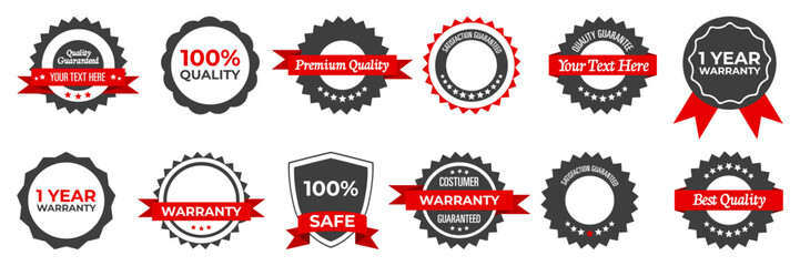 Set of premium quality, warranty, best quality badges sticker. Promotion medal sale tags