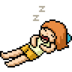 pixel art girl sleep nap