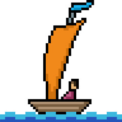 Fototapeta premium pixel art sail boat travel