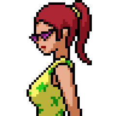 pixel art tan anime girl