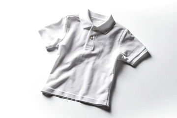 White Polo Shirt For Boy On White Background. Generative AI