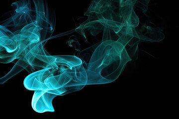Blue smoke abstract background on black. Generative AI
