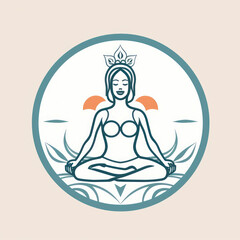 Obraz na płótnie Canvas Simple Outline Of Person In Yoga Pose Spa Logo. Generative AI