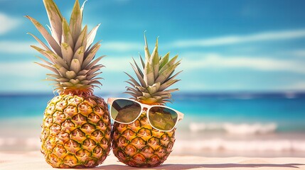 pineapple on the beach - Generative Ai