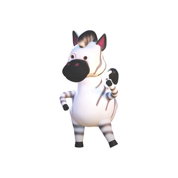 cartoon zebra character  3d rendering