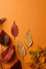 Fall Foliage Harmony. Collection of Leaves with Copy Space for Text in Autumn Composition. Seasonal Delight AI Generative.
