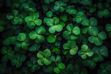 Shamrock Background With Green Leaves. Generative AI