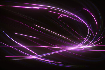 Fototapeta na wymiar Abstract lines in bright neon colors on black background. AI generated
