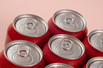Cold red soda cans for conceptual use