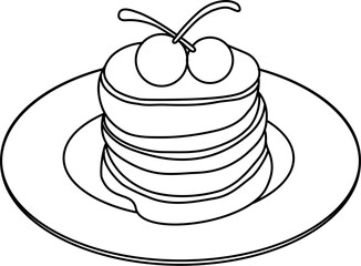 Pancakes Outline Illustration