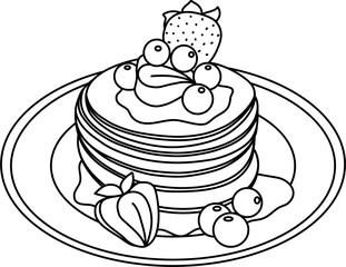 Pancakes Outline Illustration