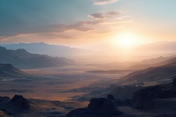 Mysterious horizons at vast and unknown landscape. Beautiful illustration picture. Generative AI