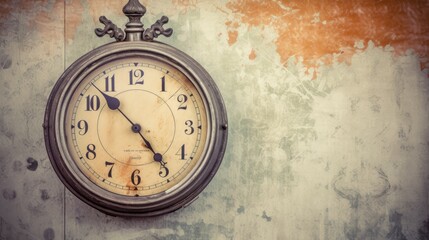 A vintage clock on textured background. Generative AI 