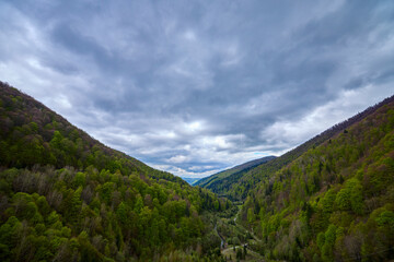 landscape with a mountain in the Carpathian mountains of Romania