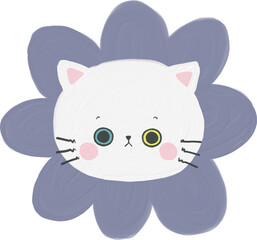 White cat funny and cute doodle character