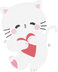 White cat funny and cute doodle character