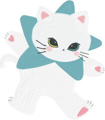 White cat funny and cute doodle character