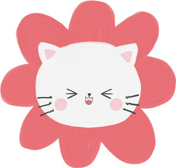 White cat funny and cute doodle character