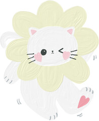 White cat funny and cute doodle character