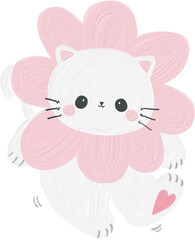 White cat funny and cute doodle character