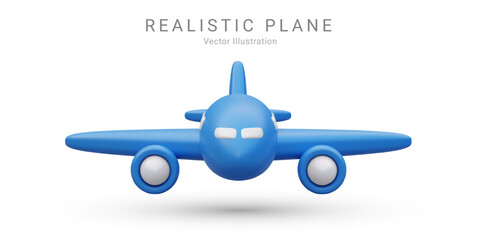 3d realistic airplane isolated on white background. Vector illustration
