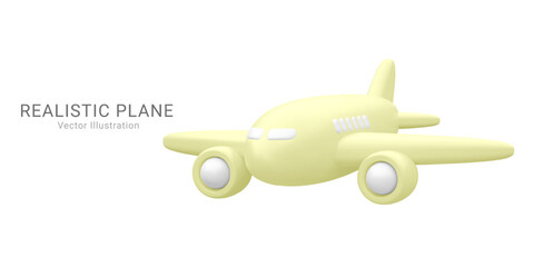 3d realistic airplane isolated on white background. Vector illustration