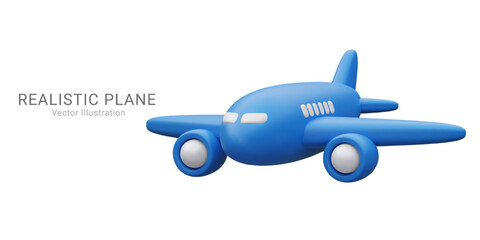 3d realistic airplane isolated on white background. Vector illustration