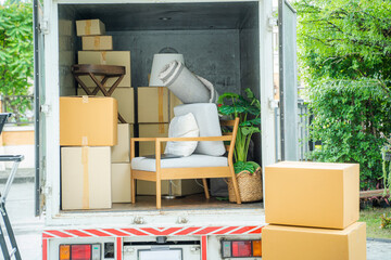 House moving service,Boxes waiting to be moved into a new home.