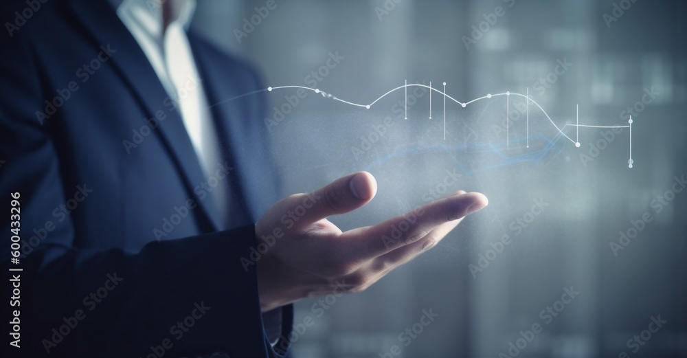 Poster virtual technology graph concept chart cyberspace hand analysis business network. generative ai.
