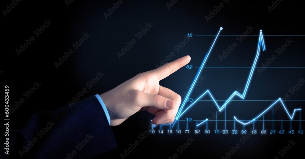 Aufkleber graph chart cyberspace hand concept virtual business analysis network technology. generative ai.