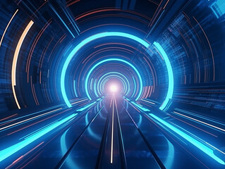 Abstract Futuristic Tunnel Architecture Speed Motion.