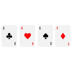 set of Ace card suit on white background.