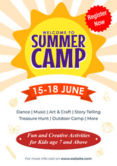 Vector illustration of Kids Summer Camp flyer template