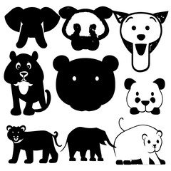 Animal head vector design black and white